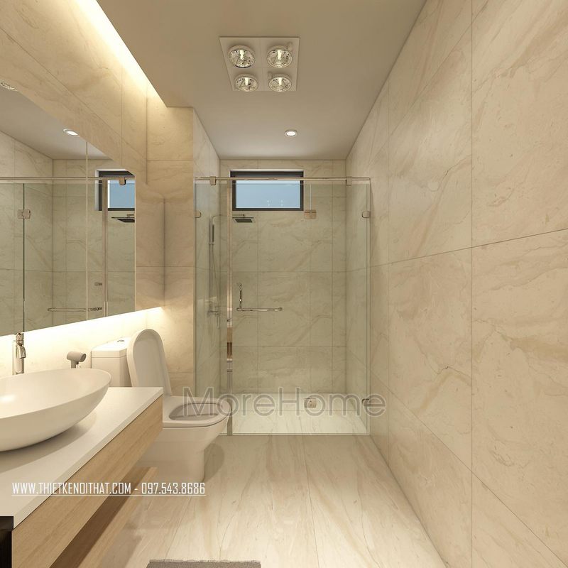 Vách kính nhà tắm chung cư  Mandarin Garden 2 tại Tân Mai